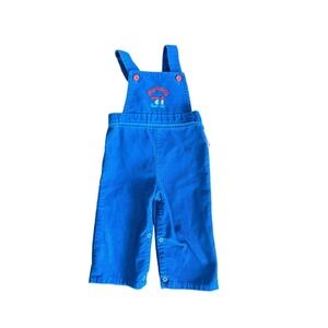 Vintage 1980s Kids 18Mo Cabbage Patch Kids CBK Blue Corduroy Bib Overalls